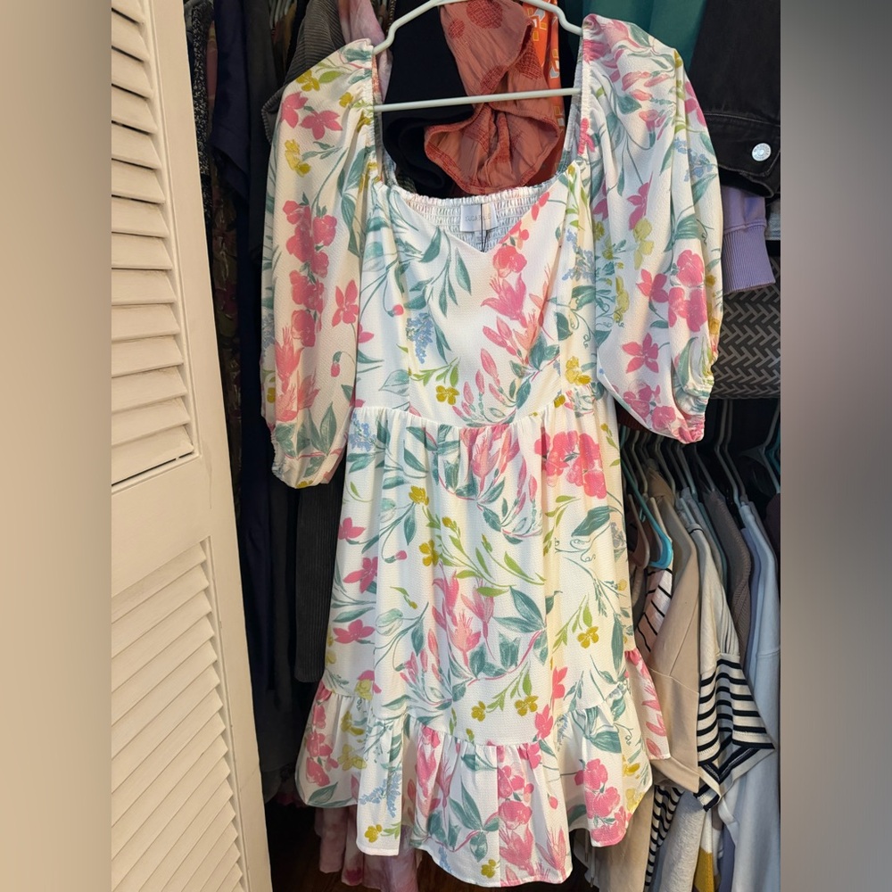 White floral dress. Brand new with tags still.